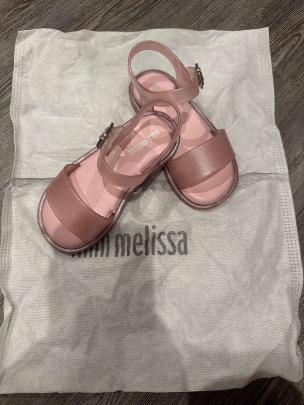 Mini Melissa Girls' Rose Pink Jelly Ankle-Strap Sandals